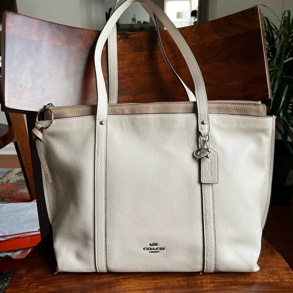 Coach Cream Vintage Soft Leather Multi Compartment Tote Bag
